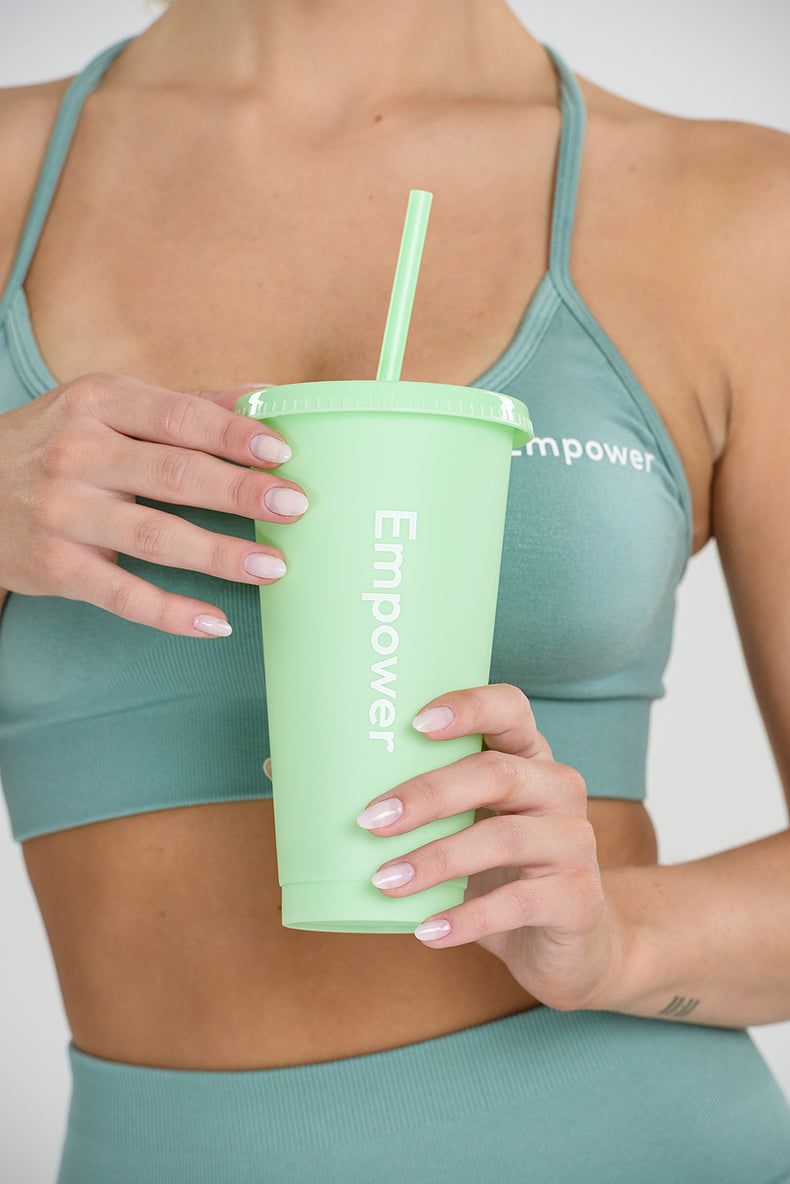 Empower Reusable Straw Cup Coral Green