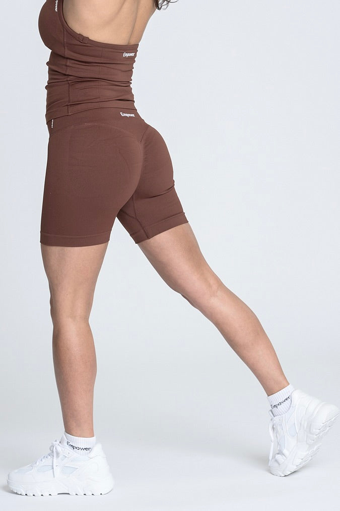 Empower Smooth Contour Mid Waist Shorts - Cacao Brown