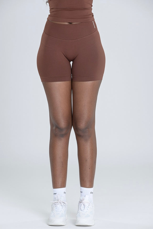 Empower Smooth Contour Mid Waist Shorts - Cacao Brown
