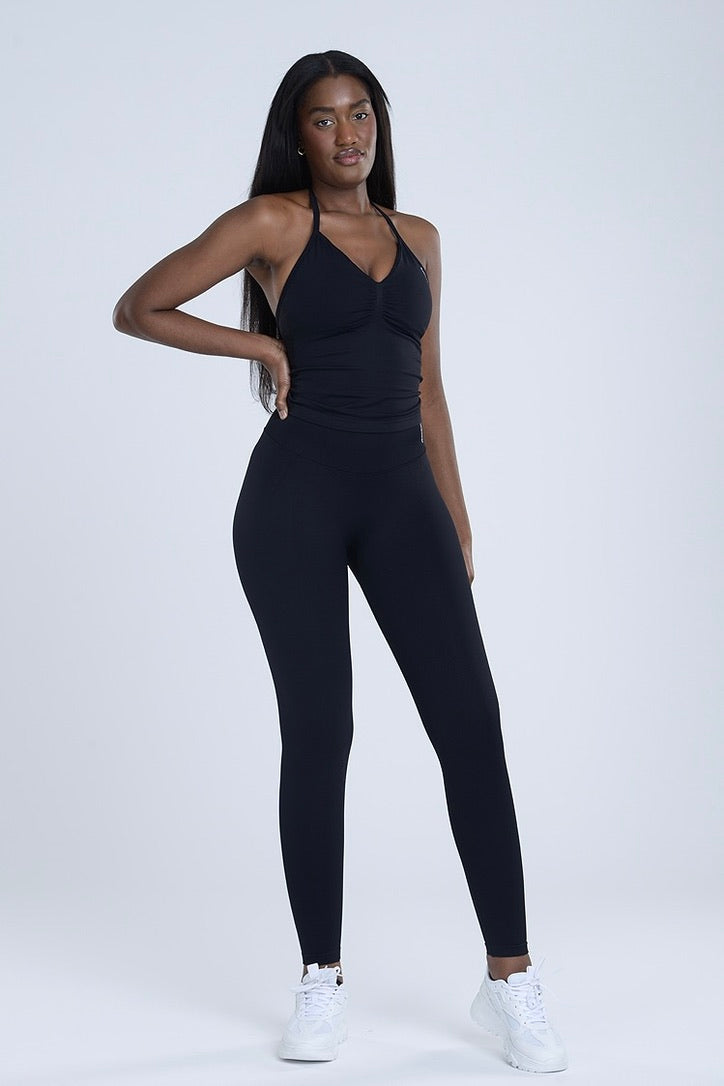 Signature Sculpt Halter Top - Midnight Black