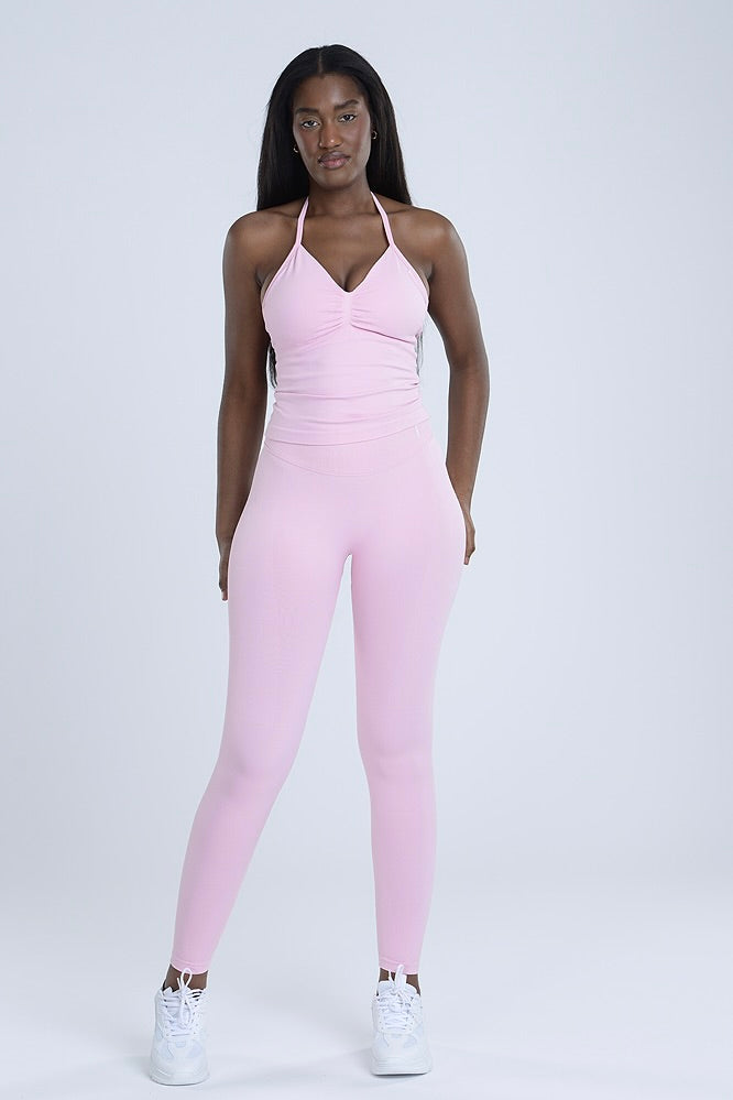 Signature Sculpt Halter Top - Powder Pink