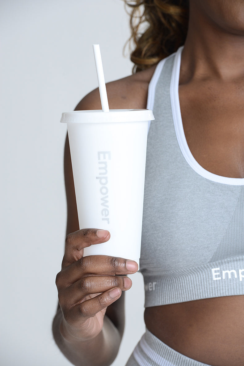 Empower Reusable Straw Cup White/Silver