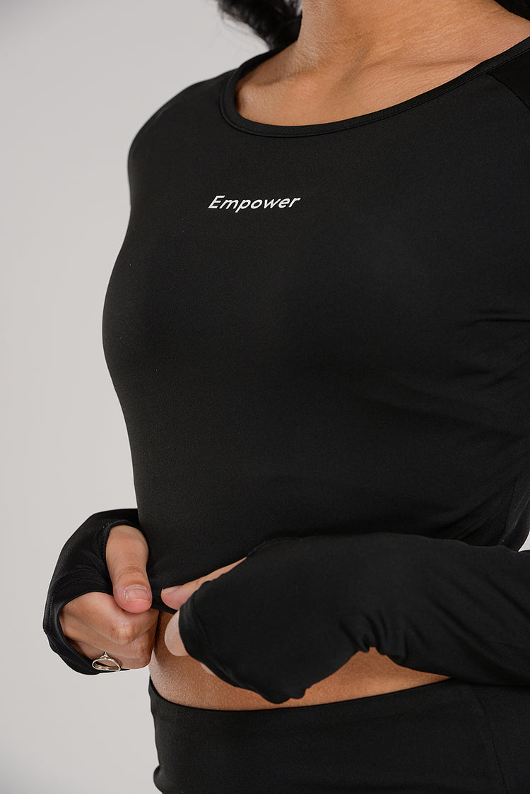 Smooth Thin Cropped Long Sleeve Black