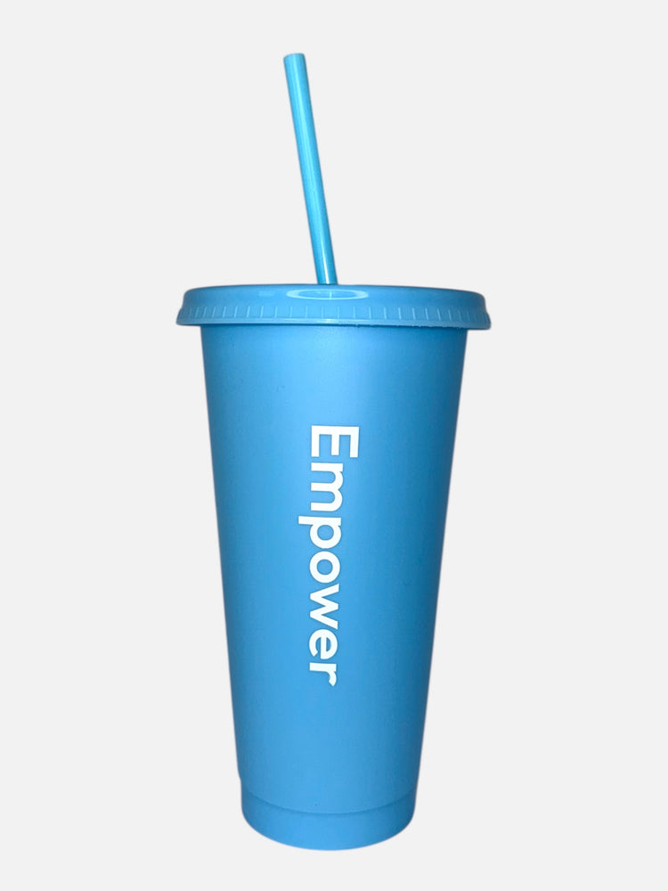 Empower Reusable Straw Cup Coral Blue