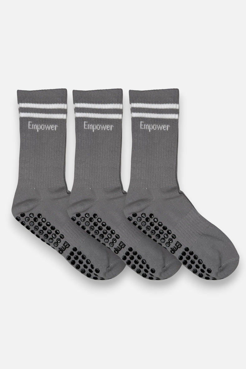 Pilates Strumpor Med Grepp 3-pack Grå