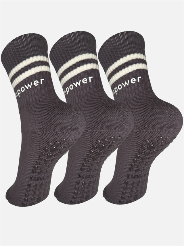 Pilates Strumpor Med Grepp 3-pack Grå