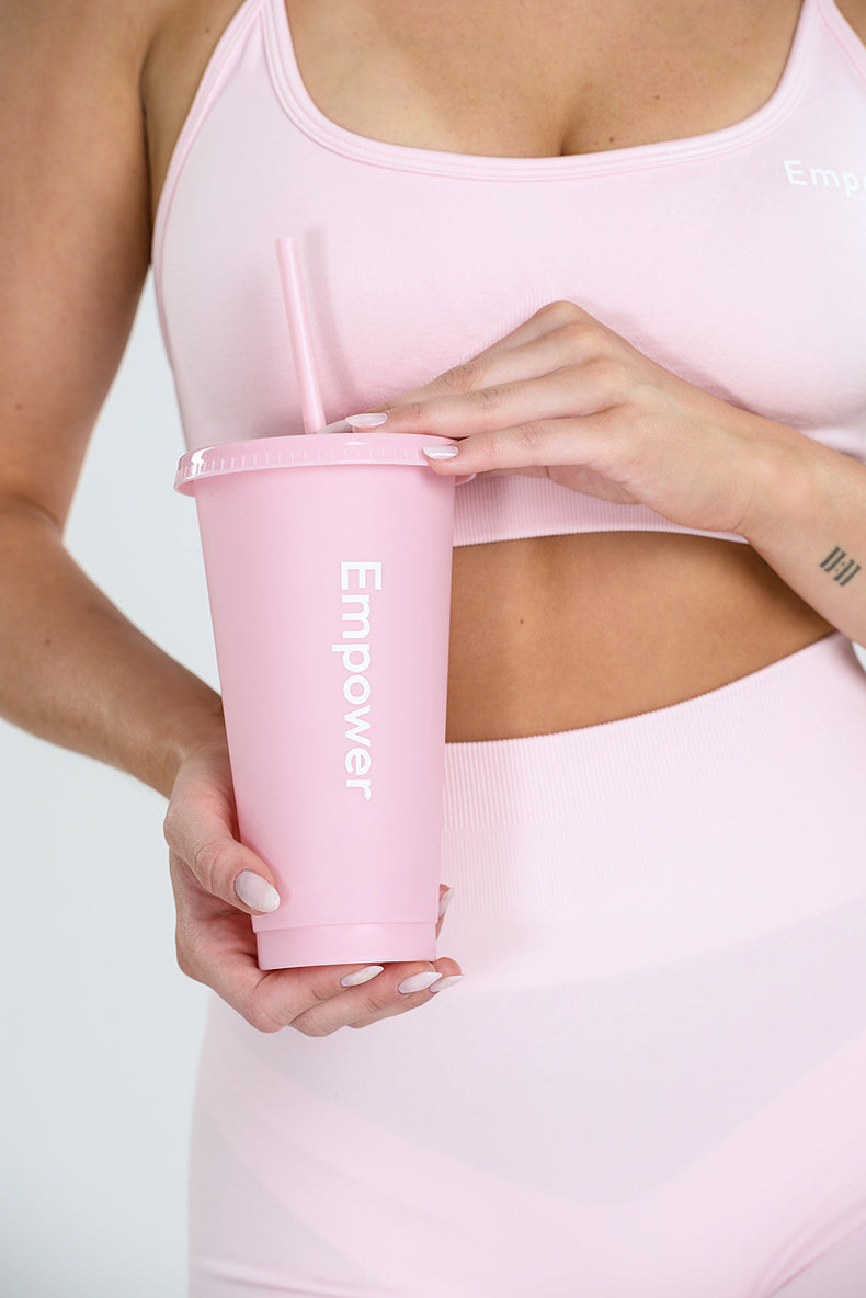 Empower Reusable Straw Cup Coral Pink