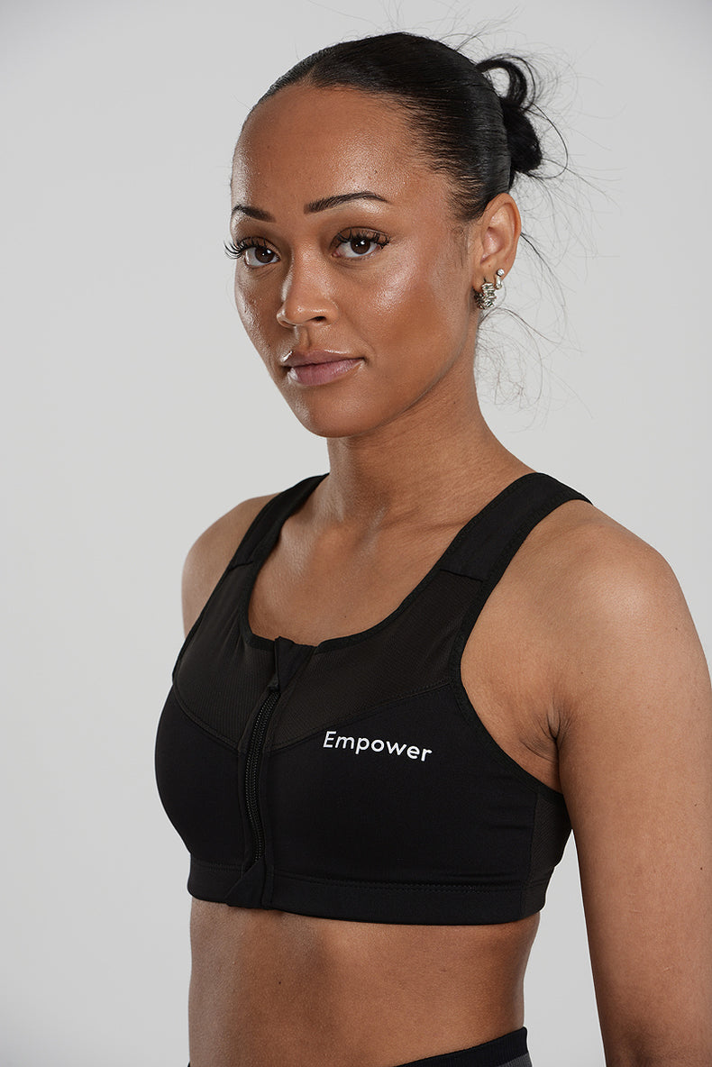 Zipper Sport Bra Black