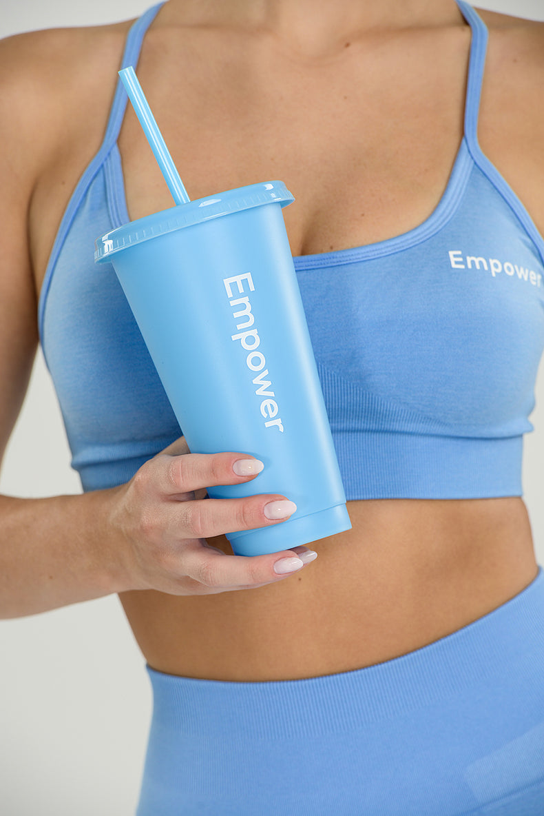 Empower Reusable Straw Cup Coral Blue
