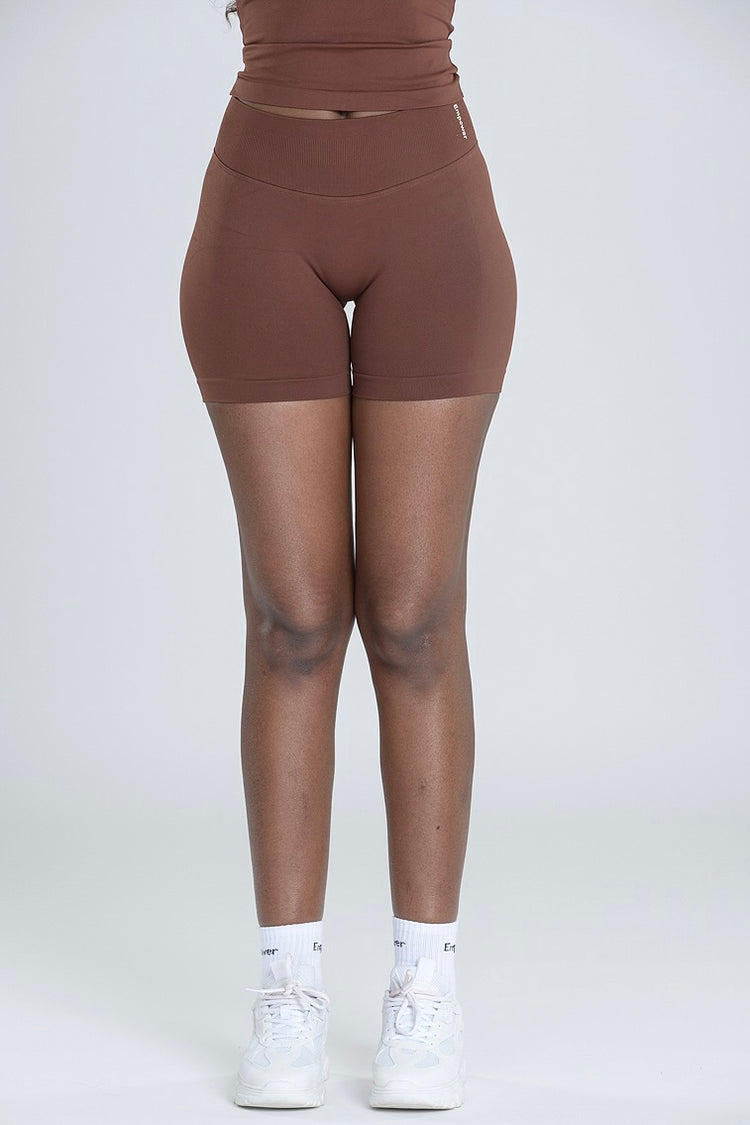Empower Smooth Contour Mid Waist Shorts - Cacao Brown