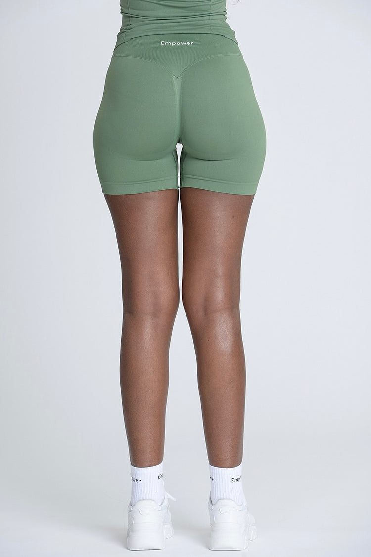 Empower Smooth Contour Mid Waist Shorts - Olive Green
