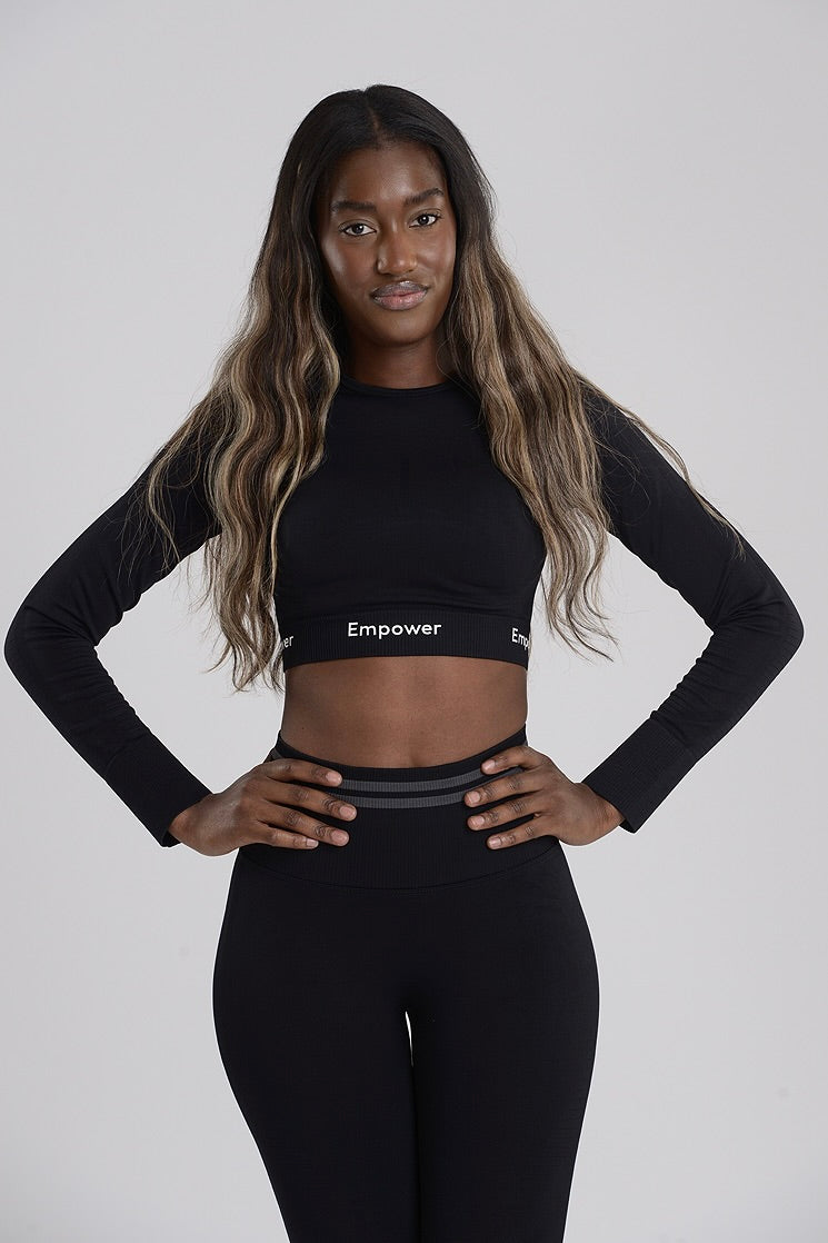 Shape Contouring Long Sleeve Top Black