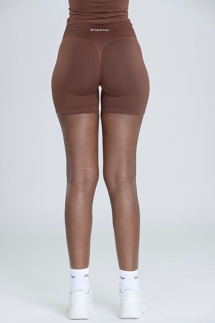 Empower Smooth Contour Mid Waist Shorts - Cacao Brown