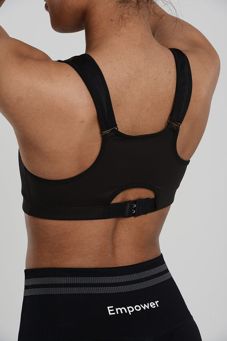 Zipper Sport Bra Black