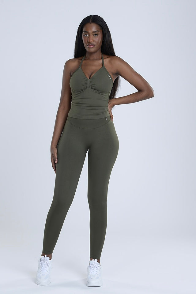 Signature Sculpt Halter Set - Forest  Green