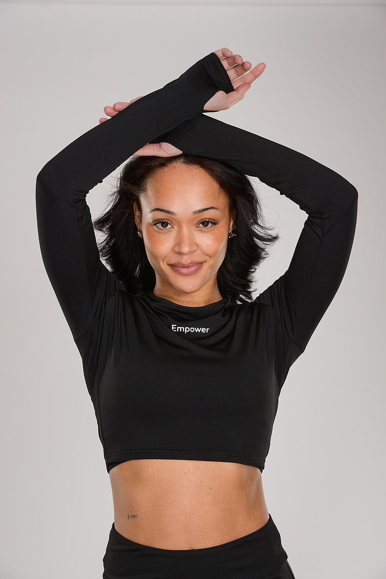 Smooth Thin Cropped Long Sleeve Black