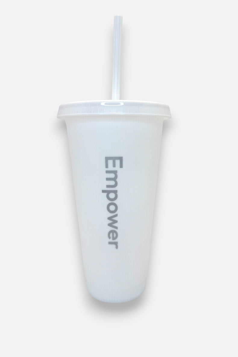 Empower Reusable Straw Cup White/Silver