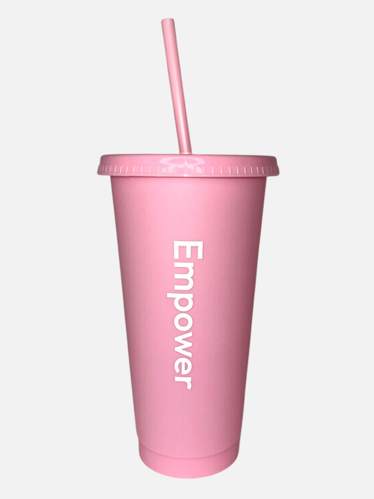 Empower Reusable Straw Cup Coral Pink