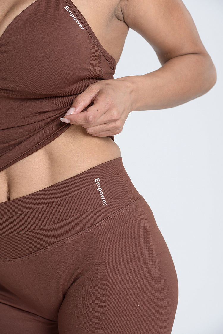 Empower Smooth Contour Mid Waist Shorts - Cacao Brown