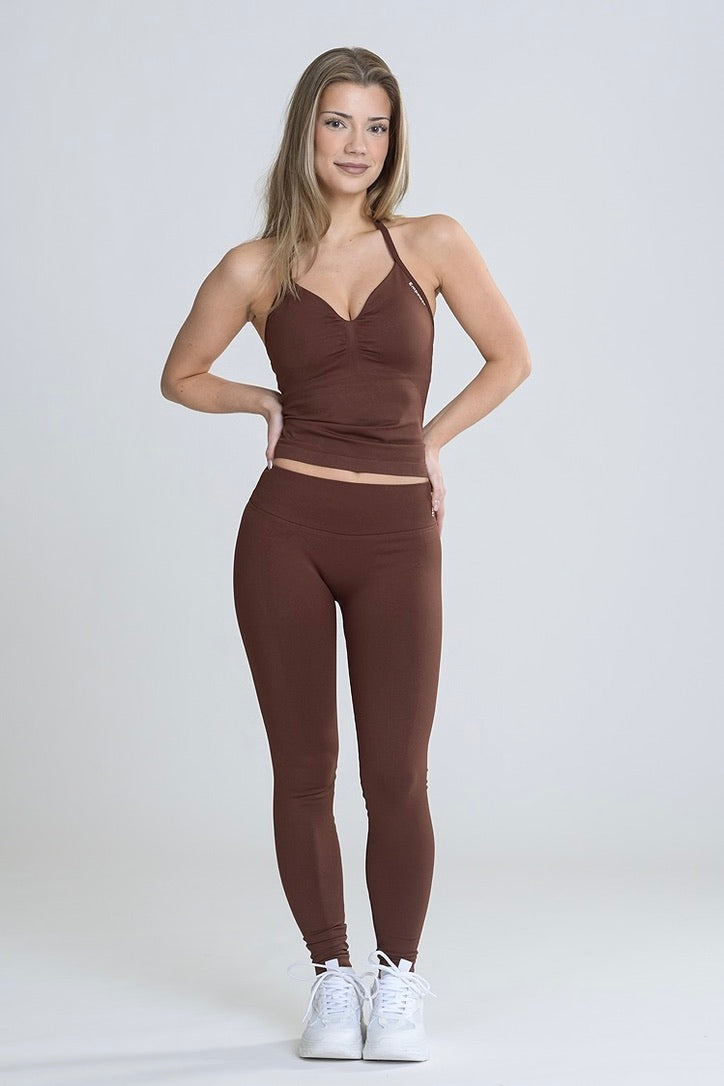 Empower Smooth Contour Halter Top - Cacao Brown