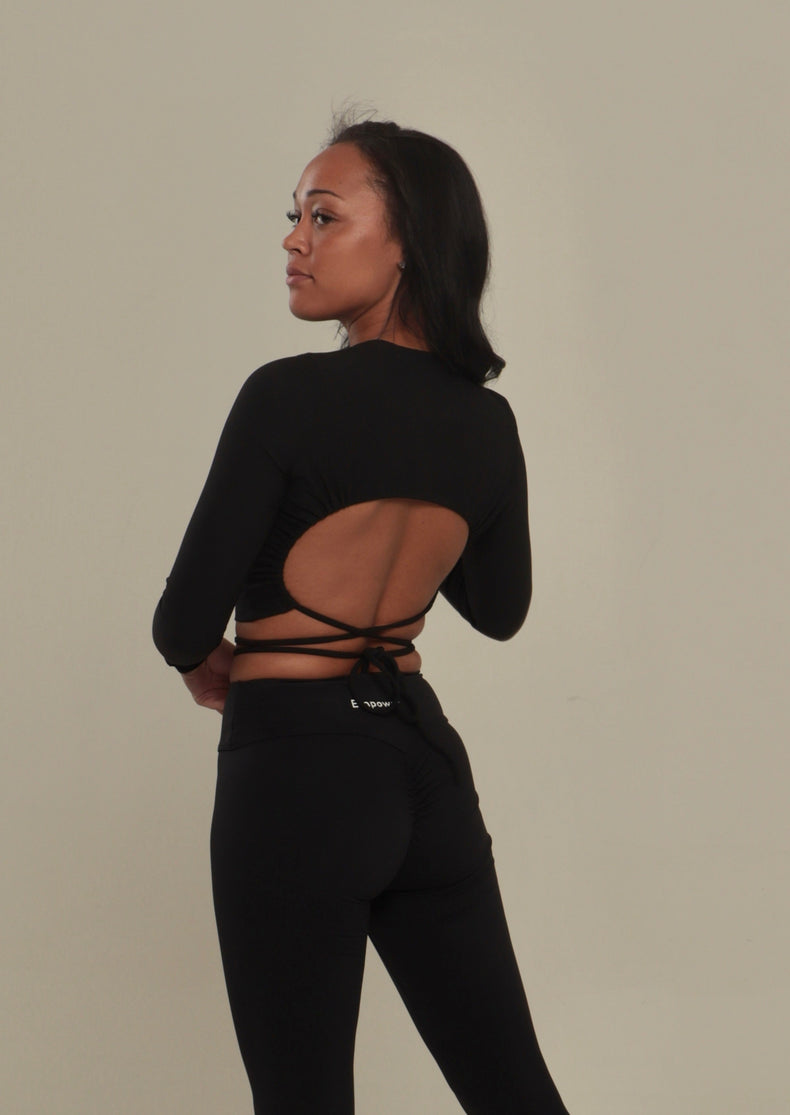 Long Sleeve Open Back Top