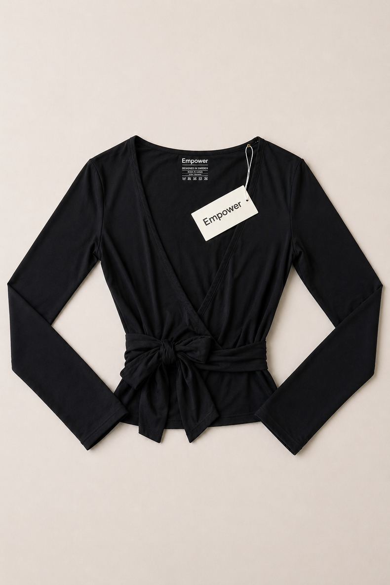 Pilates Luxe Wrap Top - Midnight Black