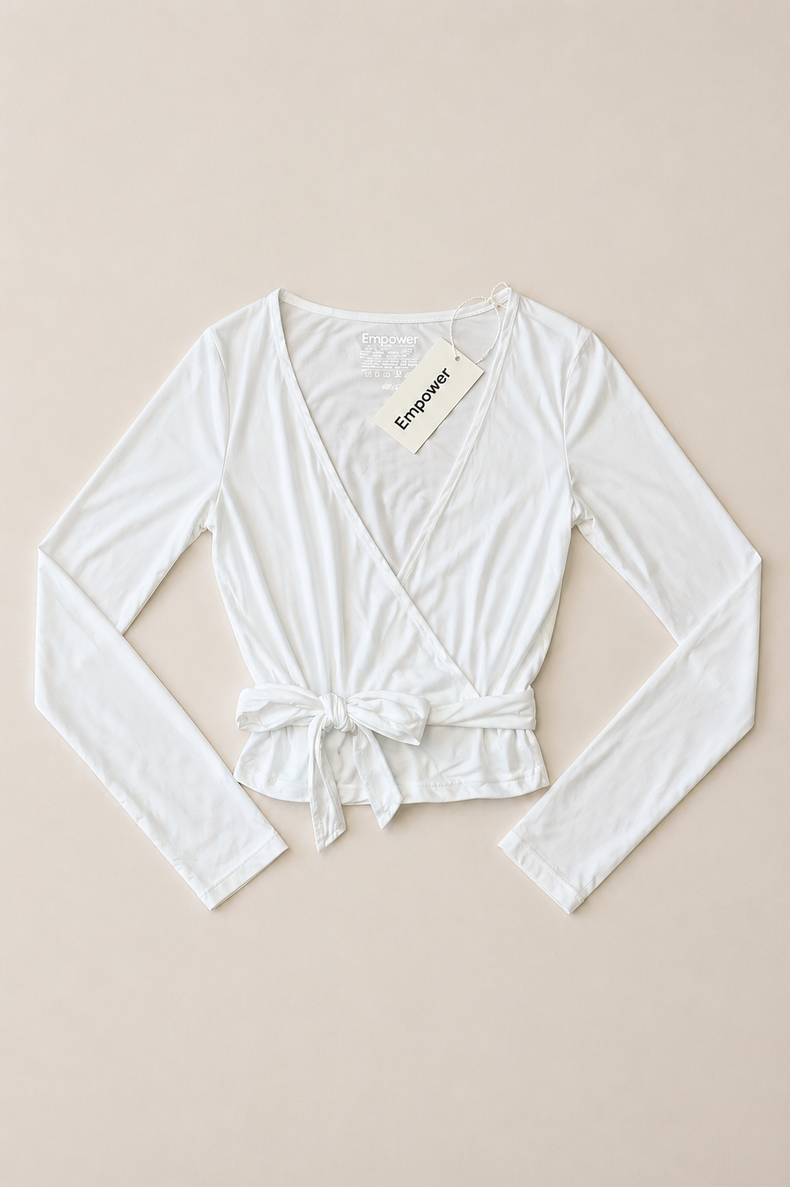 Pilates Luxe Wrap Top - Pure White