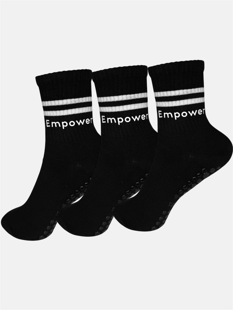 Pilates Strumpor Med Grepp 3-pack Black