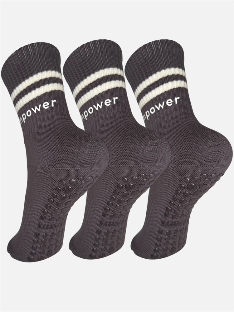 Pilates Strumpor Med Grepp 3-pack Grå